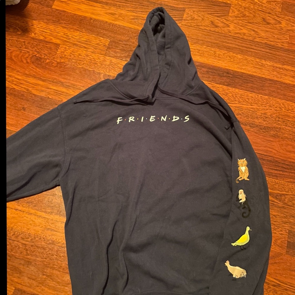 friends large sized long sleeve jacket no pocket but with a hoodie NAVY BLUE